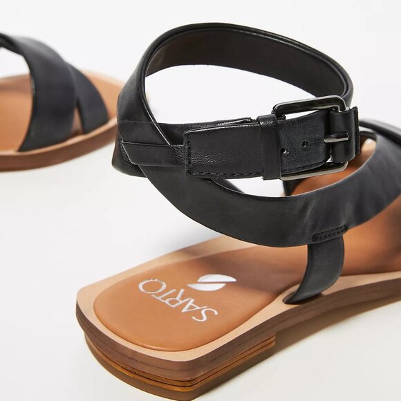 SARTO by Franco Sarto - Emma Leather Ankle Strap Sandals in Black - Picture 9 of 10